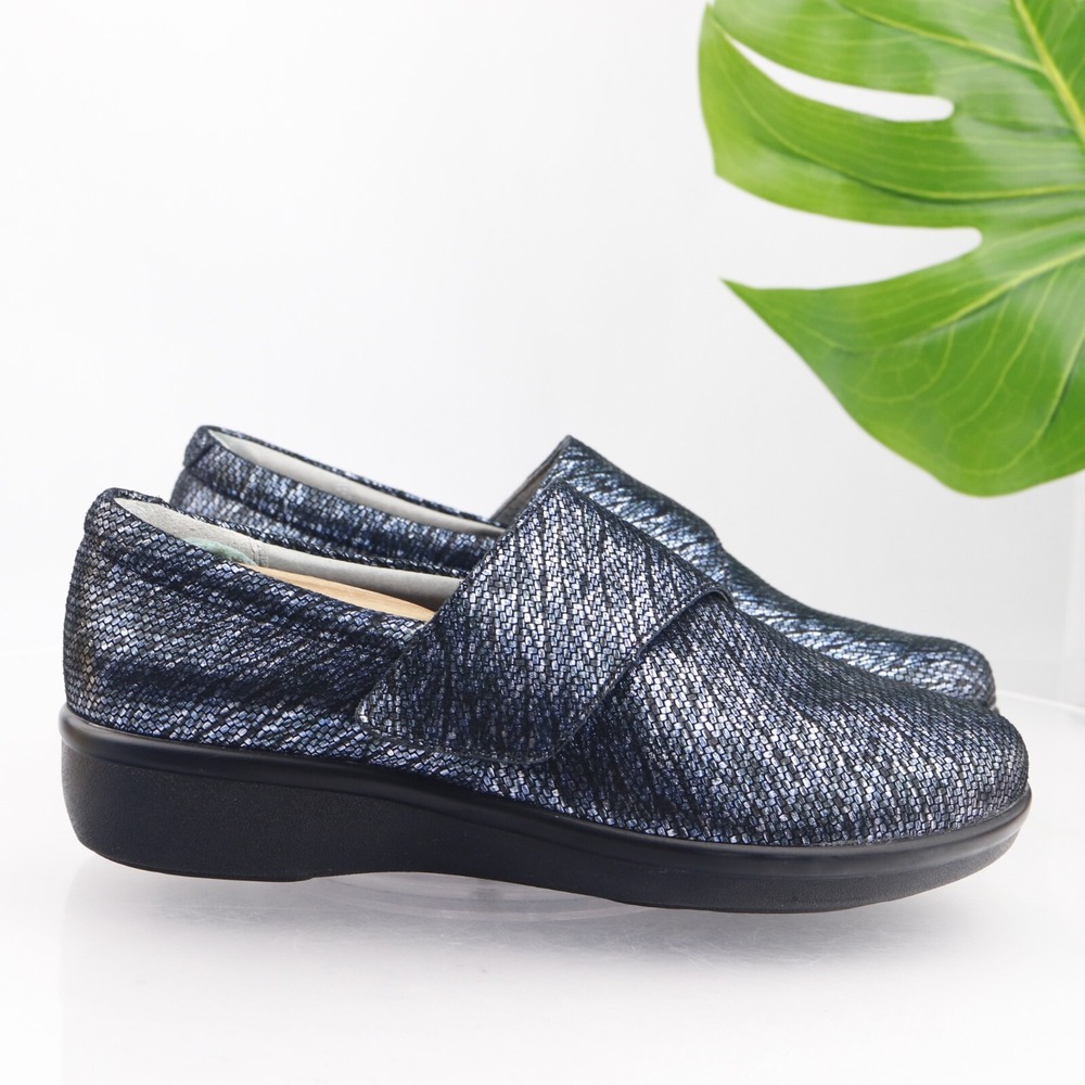 Alegria Shoes Womens Lauryn Loafer Size 39 9 WIDE Blue Leather Comfort Clog Flat